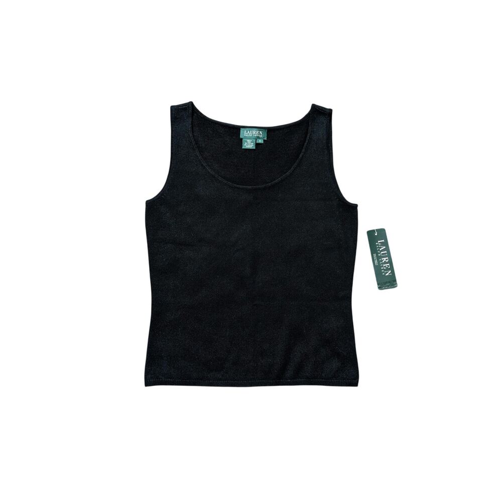 NWT Lauren Ralph Lauren Knit Tank Top Womens S Black Silk Cashmere Minimalist